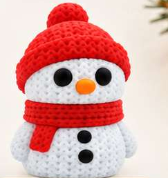 Boneco de neve crochê 3D — pequeno