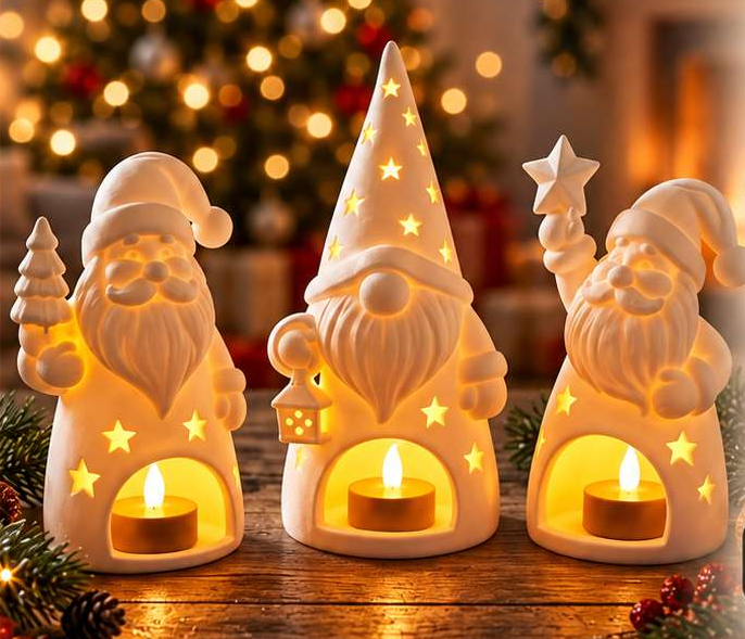 Figuras de Natal atmosféricas com velas — kit com 3